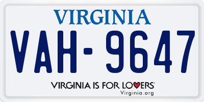 VA license plate VAH9647