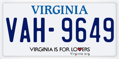 VA license plate VAH9649