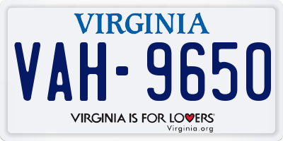 VA license plate VAH9650