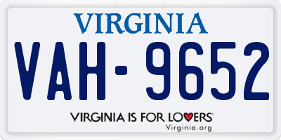 VA license plate VAH9652