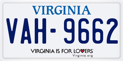 VA license plate VAH9662
