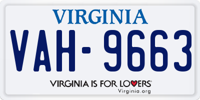 VA license plate VAH9663