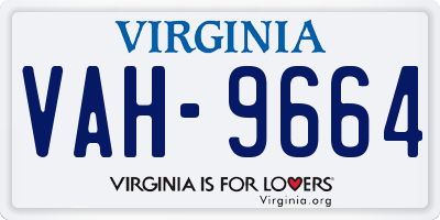 VA license plate VAH9664