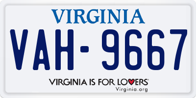 VA license plate VAH9667