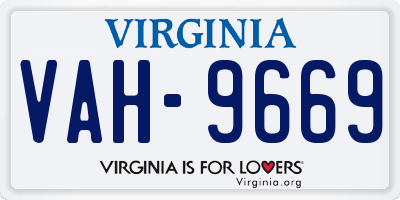 VA license plate VAH9669