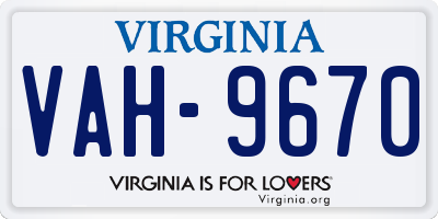 VA license plate VAH9670
