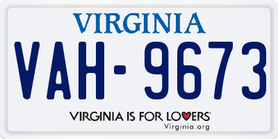 VA license plate VAH9673