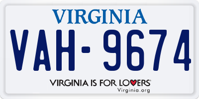 VA license plate VAH9674