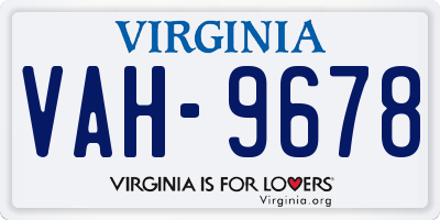 VA license plate VAH9678