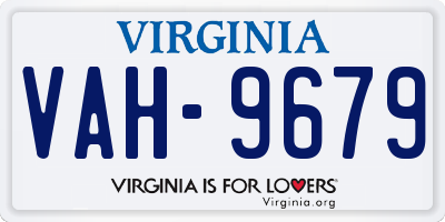 VA license plate VAH9679