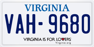 VA license plate VAH9680