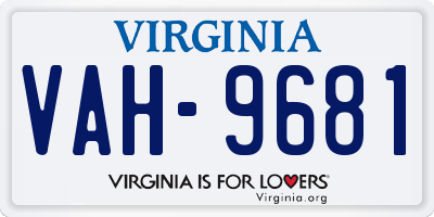 VA license plate VAH9681