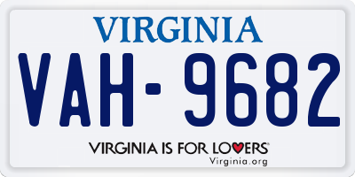 VA license plate VAH9682