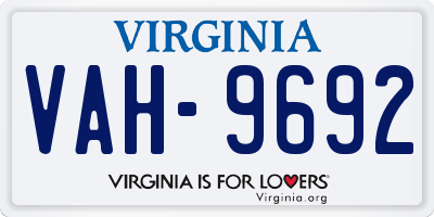 VA license plate VAH9692