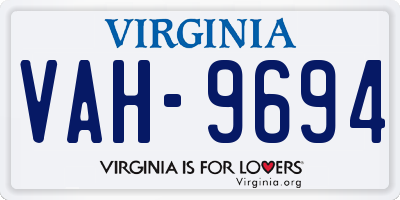 VA license plate VAH9694