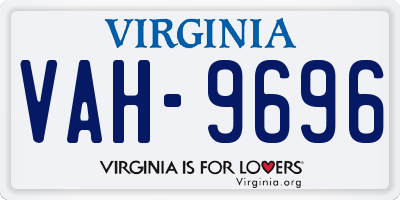 VA license plate VAH9696