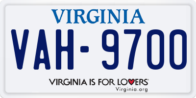 VA license plate VAH9700
