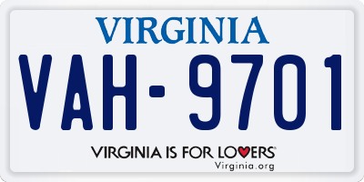 VA license plate VAH9701