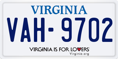 VA license plate VAH9702