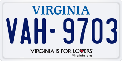 VA license plate VAH9703