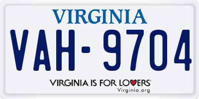 VA license plate VAH9704