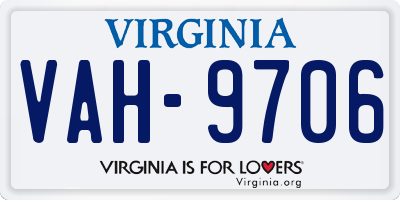 VA license plate VAH9706
