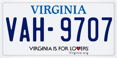 VA license plate VAH9707
