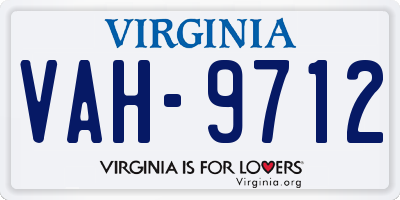 VA license plate VAH9712