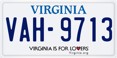 VA license plate VAH9713