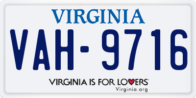 VA license plate VAH9716