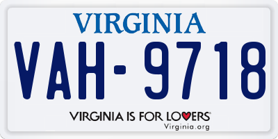 VA license plate VAH9718