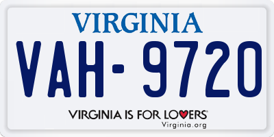 VA license plate VAH9720