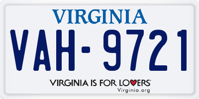 VA license plate VAH9721