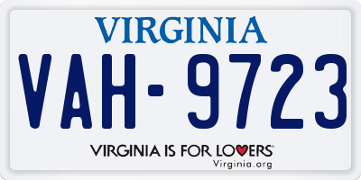VA license plate VAH9723
