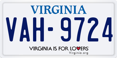 VA license plate VAH9724