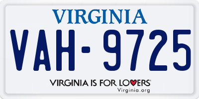 VA license plate VAH9725
