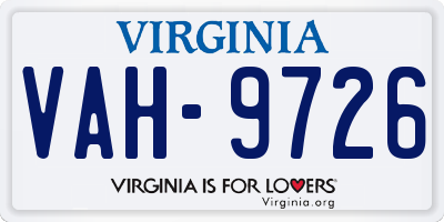 VA license plate VAH9726