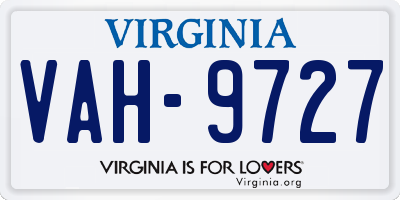 VA license plate VAH9727