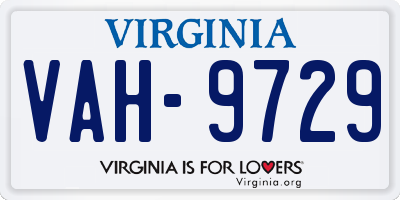 VA license plate VAH9729