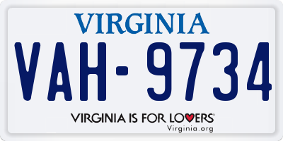 VA license plate VAH9734