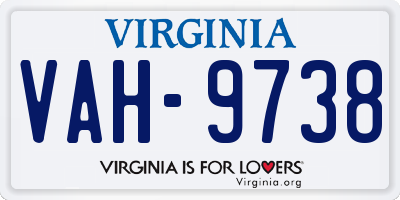 VA license plate VAH9738