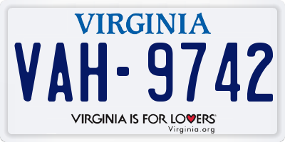 VA license plate VAH9742
