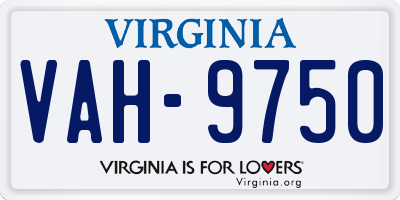 VA license plate VAH9750