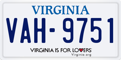 VA license plate VAH9751