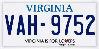 VA license plate VAH9752