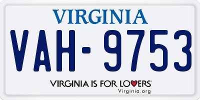 VA license plate VAH9753