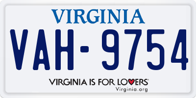 VA license plate VAH9754