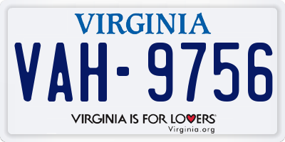 VA license plate VAH9756