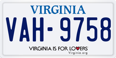 VA license plate VAH9758