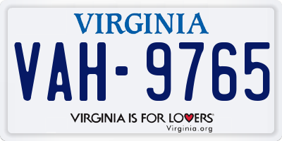 VA license plate VAH9765